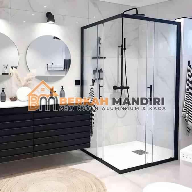Partisi Shower Minimalis Bekasi Frame Hitam Estetik