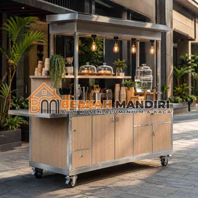 gerobak aluminium Bekasi minimalis kekinian ide jualan 2026