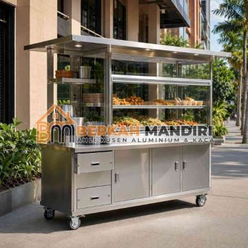 gerobak aluminium minimalis kekinian siap jualan