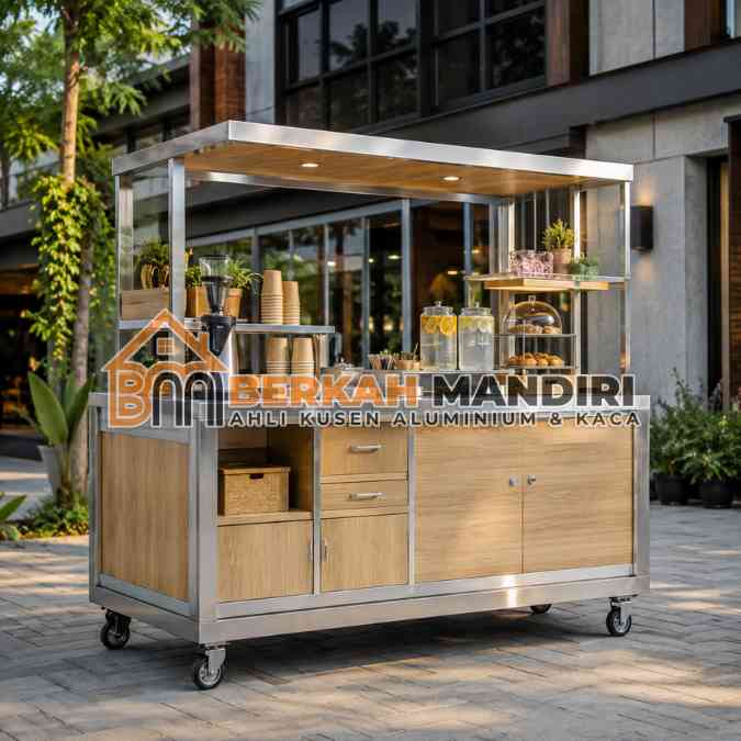 gerobak aluminium Bekasi minimalis kekinian ide jualan 2026