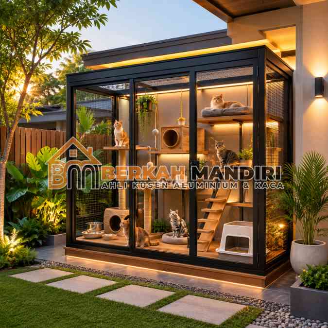Kandang Kucing Aluminium outdoor anti karat bonus cat Kandang Kucing Aluminium outdoor anti karat bonus cat