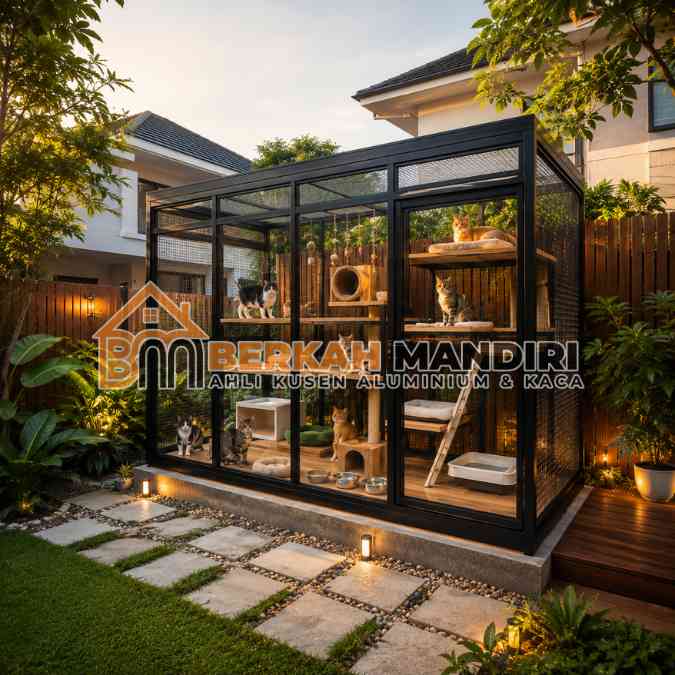 Kandang Kucing Aluminium outdoor anti karat bonus cat